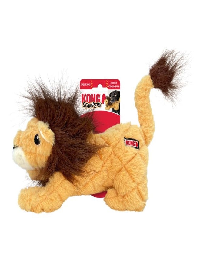 KONG Scampers Wildlife Plush Dog Toy with Low Tone Squeaker (Lion) - Image 2